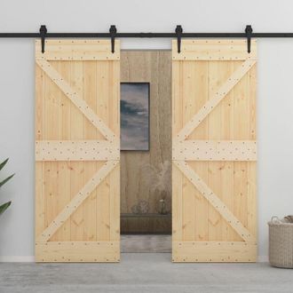 vidaXL Vidaxl - Puerta Corredera Con Herrajes Madera Maciza De Pino 90x210 Cm