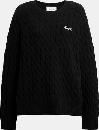 Coach Womens Crewneck Cable Knit Sweater - Black - Size X-Small