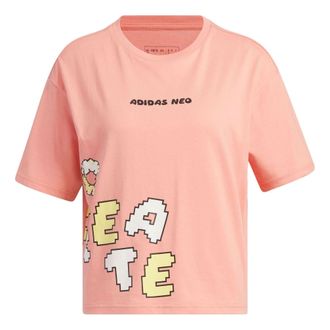 adidas (WMNS) adidas Neo Graphic Short Sleeve T-Shirt Pink IK5152