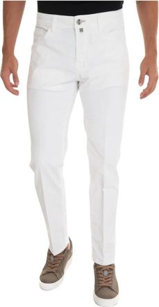 Jacob Cohen Velvet Narrow Rib Broeken - Heren - Slim Fit Broeken - Wit - W34 - Katoen - Broeken