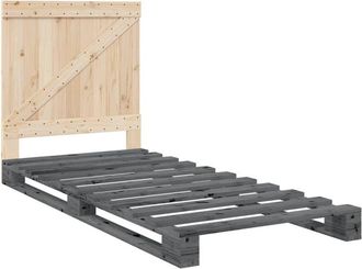 vidaXL Vidaxl - Estructura de cama con cabecero madera de pino gris 90x200 cm