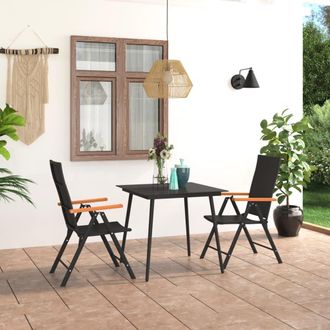 vidaXL Juego De Comedor Para Jard&iacute;n 3 Piezas Negro Y Marr&oacute;n Vidaxl