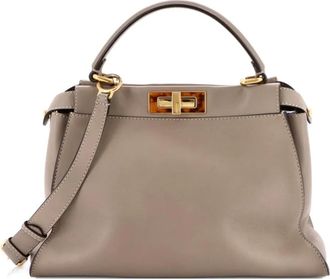 Fendi Peekaboo leren tas met detail - Grijs
