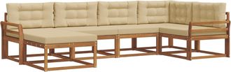 vidaXL Conjunto De Sof&aacute;s De Exterior 6 Uds. Natural Y Beige Vidaxl