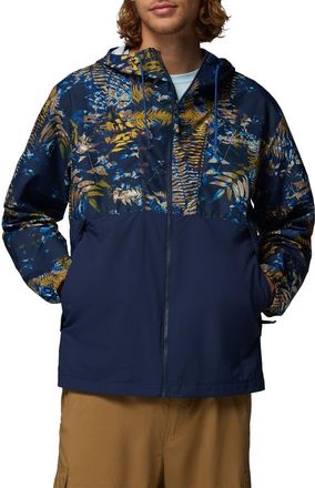 Columbia Spire Valley Print Water Repellent Windbreaker in Mountain Blue Geofern/Navy at Nordstrom, Size Xx-Large