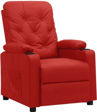 vidaXL Sill&oacute;n Reclinable De Cuero Sint&eacute;tico Rojo Tinto Vidaxl