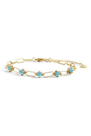 Mint & Lily Paperclip Bracelet with Gemstone Accents in December Blue Topaz /6.5 at Nordstrom