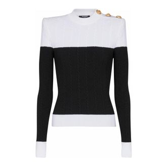 Balmain Long-sleeved two-tone knit top