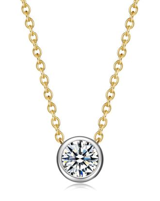 Rachel Glauber 14K Plated Cz Solitaire Necklace