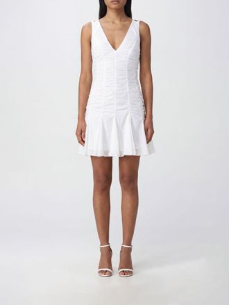 Giovanni Bedin A-Line Ruched Cotton Mini Dress with V-Neck and Off-Shoulder Design