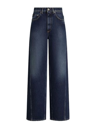 Dolce & Gabbana Navy Blue Wide-Leg Cotton Denim Jeans