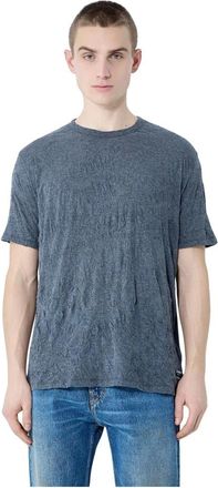 Our Legacy Tops, Heren, Grijs, M, Katoen, Gekreukelde Finish Crewneck T-shirt