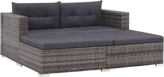 vidaXL Vidaxl - Set de muebles de jardín 3 pzas y cojines ratán sintético gris