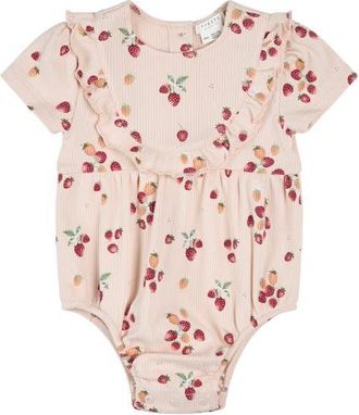 Petit Lem Strawberry Print Bodysuit in Light Pink at Nordstrom, Size 24M