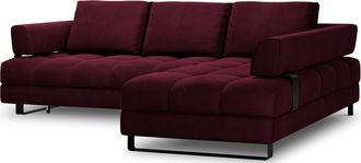 BLOOMINGLOFT 5-Sitzer Design Ecksofa Clinton mit Bettfunktion und Eckteil rechts, Samtbezug