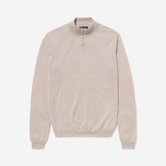 Oliver Sweeney Mens Merino Wool Buttoned Funnel-Neck Jumper - Grey - Size X-Large