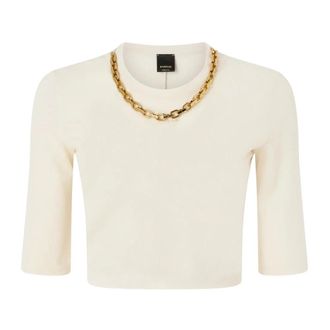 Pinko Kimberly Maglia - Dames - T-shirts - Beige - L - Katoen - Tops