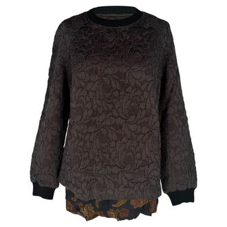 Dries Van Noten Jacquard Sweater in Brown Silk