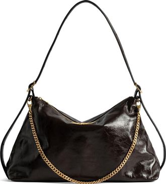 Zadig&Voltaire Jim Patent Leather Shoulder Bag in Brownie at Nordstrom