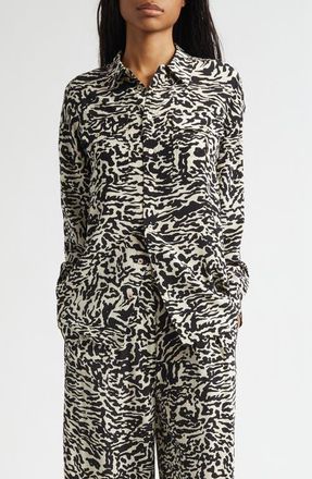 Ulla Johnson Soren Silk Button-Up Shirt in Spotted Jasper at Nordstrom, Size 00