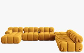 MICADONI Modulares 7-Sitzer Design Panorama-Sofa Bellis mit lange Seite links - Samtbezug