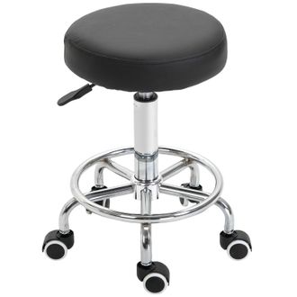 Vinsetto Round PU leather Salon Beautician Stool Adjustable Height w/ Footrest | TJ Hughes