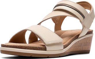 Clarks Kacha Wave Womens Wedge Shoes Cream Leather : 9.5 B - Medium