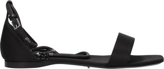 Max Mara Zwarte Satijnen Platte Sandalen