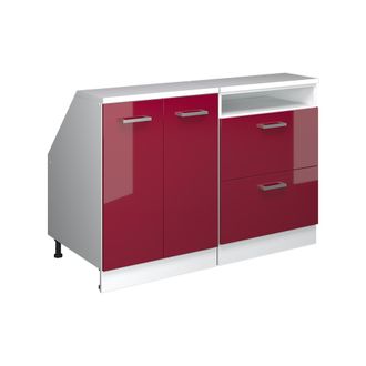 Vicco Conjunto De Armarios Para Techo Inclinado Rion, Rojo De Alto Brillo, 120 Cm Lote De 2 Carcasas De Armario 60 Cm De Profundidad, Vicco