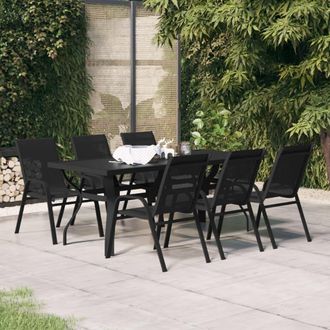 vidaXL Juego De Comedor Para Jard&iacute;n 7 Piezas Negro Vidaxl