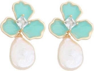 Panacea Freshwater Pearl Drop Earrings in Green at Nordstrom