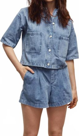 M&eacute;lissa Nepton Brim Wide Leg Jean Shorts In Denim