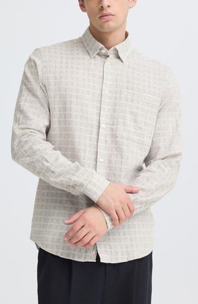 Casual Friday Check Dobby Button-Up Shirt in Glacier Grey at Nordstrom, Size X-Large