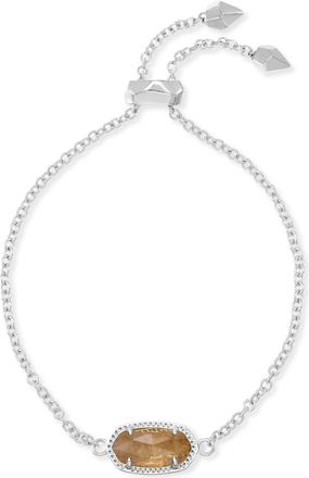 Kendra Scott Elaina Silver Adjustable Chain Bracelet in Citrine November