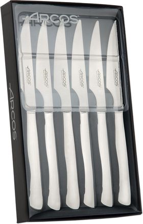 Arcos Juego De Cuchillos Chuleteros Arcos De Mesa 378200 Monoblock De Una Pieza De Acero Inoxidable, Hoja De 11 Cm En Caja De Regalo 6 Piezas