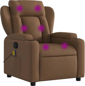 vidaXL Sill&oacute;n Reclinable Con Masaje De Tela Marr&oacute;n Vidaxl