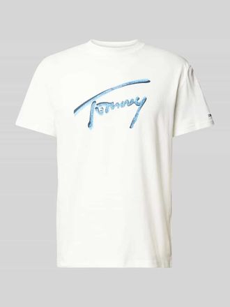 Tommy Jeans T-Shirt mit Label-Print in Offwhite, Größe XXL
