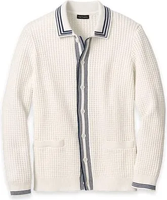 Paul Fredrick Cotton Button Front Polo in Ivory at Nordstrom, Size X-Large