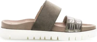 Gabor Womens Casual Platform Sandal In Green Suede