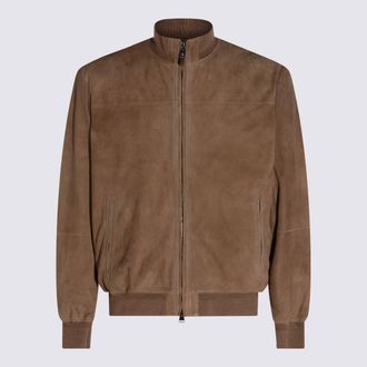 Canali Light Brown Leather Jacket