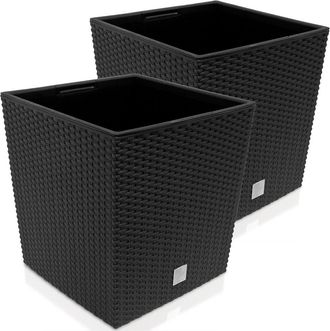 Prosperplast Deuba Maceta Rato Para Plantas Flores De Polirat&aacute;n 35l 64l Maceta Interior Con Asas Balc&oacute;n Jard&iacute;n Interior Exterior 2x - 64 Ltr. - Antracita