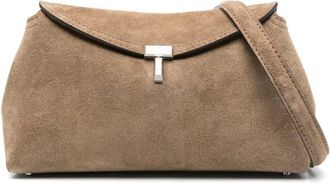 Toteme Borsa a spalla in pelle scamosciata con chiusura a T - Marrone