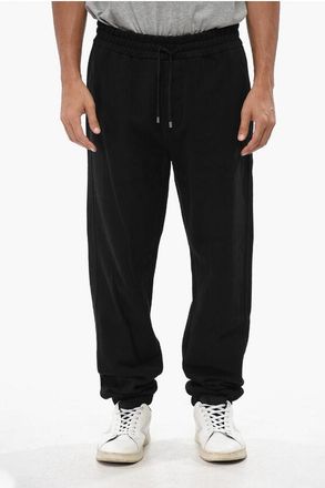 Saint Laurent Solid Color Fleeced Cotton Joggers with Elastic Waistband size L