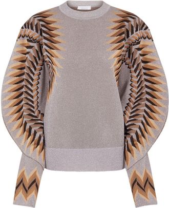 Paco Rabanne jacquard sweater - women - Viscose/Metallized Polyester - L - Grey