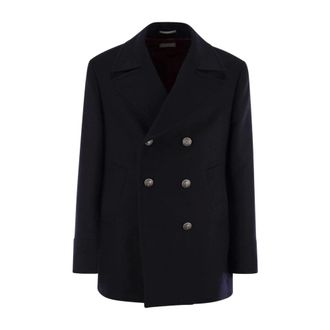 Brunello Cucinelli Double-Breasted Wool Blend Coat - male - Brunello Cucinelli - Blazers - Blue - XL - Jackets