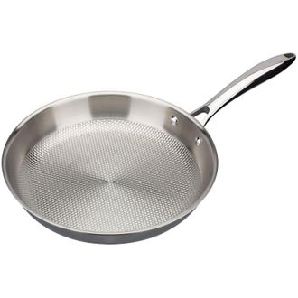 GSW 975346 inoxxal Plus Gastro Traditionell inoxxal Plus Padella Senza Coperchio, 28 cm - con Fondo a Nido d Ape, Acciaio Inox, Argento, 49,5 x 29,5