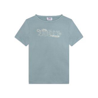 Freddy T-shirt Manica Corta con Decori Floreali e Borchie
