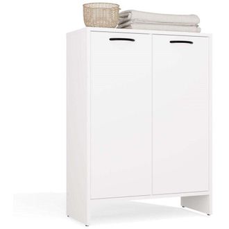 Topeshop Nina - Armario De Ba&ntilde;o Con Cesto Para La Ropa, 3 Estantes Y 2 Puertas - Blanco
