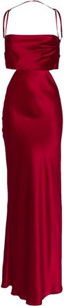 Michelle Mason plunge back silk dress - women - Silk - 10 - Red
