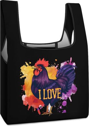 Generic I Love Cock Shopping Bag Reusable Grocery Tote Bag Foldable Handbag for Travel Picnic